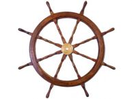 Deluxe Class Wood and Brass Decorative Ship Wheel 36