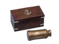 Deluxe Class Scouts Antique Brass Spyglass Telescope 7 with Rosewood Box