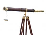 Admirals Floor Standing Brass with Wood Telescope 60