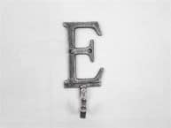 Rustic Silver Cast Iron Letter E Alphabet Wall Hook 6
