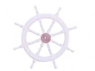Deluxe Class White Wood and Chrome Ship Decorative Steering Wheel 36