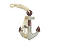Wooden Rustic Decorative Red and White Anchor 6