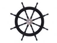 Deluxe Class Wood and Chrome Pirate Ship Steering Wheel 36