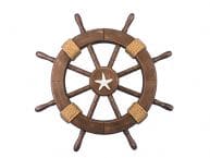 Rustic Wood Finish Decorative Ship Wheel with Starfish 18
