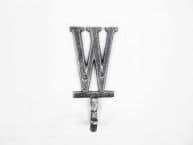 Rustic Silver Cast Iron Letter W Alphabet Wall Hook 6