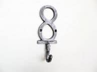 Rustic Silver Cast Iron Number 8 Wall Hook 6