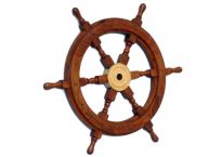Deluxe Class Wood and Brass Decorative Ship Wheel 18