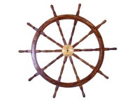 Deluxe Class Wood and Brass Decorative Ship Wheel 60