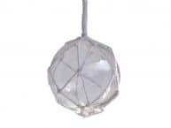 Clear Japanese Glass Ball With White Netting Christmas Ornament 4
