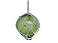 Green Japanese Glass Ball With White Netting Christmas Ornament 4