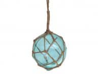 Light Blue Japanese Glass Ball Fishing Float With Brown Netting Decoration 4