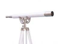Floor Standing Brushed Nickel With White Leather Anchormaster Telescope 65
