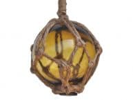 Amber Japanese Glass Ball Fishing Float With Brown Netting Decoration 3