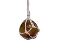 Amber Japanese Glass Ball With White Netting Christmas Ornament 2
