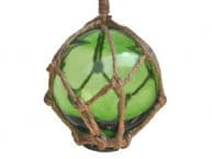 Green Japanese Glass Ball Fishing Float With Brown Netting Decoration 3