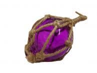 Purple Japanese Glass Ball Fishing Float With Brown Netting Decoration 3