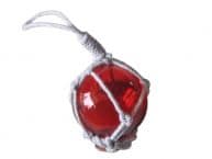 Red Japanese Glass Ball With White Netting Christmas Ornament 2