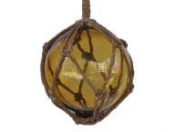 Amber Japanese Glass Ball Fishing Float With Brown Netting Decoration 6