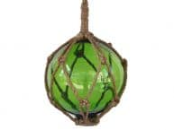 Green Japanese Glass Ball Fishing Float With Brown Netting Decoration 6