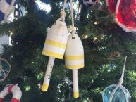 Wooden Vintage Yellow Decorative Maine Lobster Trap Buoys Christmas Ornament 7 