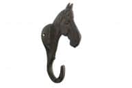 Cast Iron Wall Hook Horse & Horseshoe 8.875" Tall Home Decor Accent Country 