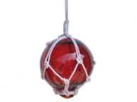 Red Japanese Glass Ball With White Netting Christmas Ornament 3