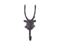 Cast Iron Reindeer Head Decorative Metal Wall Hooks 9.5