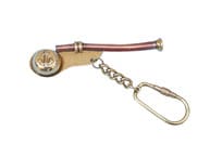 Solid Brass-Copper Bosun Whistle Key Chain