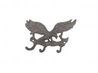 Cast Iron Flying Eagle Landing on a Tree Branch Decorative Metal Wall Hooks 7.5