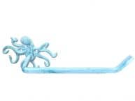 Light Blue Whitewashed Cast Iron Octopus Toilet Paper Holder 11