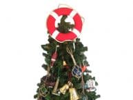 Vibrant Red Lifering with White Bands Christmas Tree Topper Decoration 