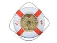 Classic White Decorative Anchor Lifering Clock With Orange Bands 18