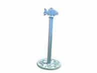 Rusitc Light Blue Cast Iron Fish Extra Toilet Paper Stand 15