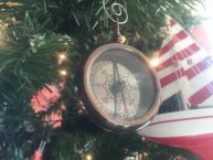 Antique Copper RMS Titanic White Star Pocket Compass Christmas Ornament 3 