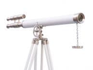 Floor Standing Brushed Nickel With White Leather Griffith Astro Telescope 65
