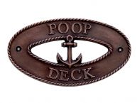 Antique Copper Poop Deck Oval Sign with Anchor 8