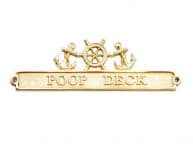 Brass Poop Deck Sign with Ship Wheel and Anchors 12