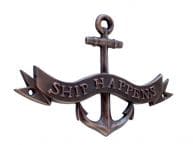 Antique Copper Ship Happens Anchor With Ribbon Sign 8