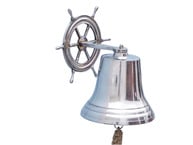 Chrome Hanging Ship Wheel Bell 14