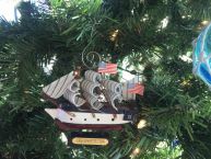 Wooden USS Constitution Tall Model Ship Christmas Ornament 4