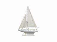 Wooden Rustic Whitewashed Pacific Sailer Model Sailboat Decoration 17