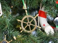 Solid Brass Ship Wheel Christmas Tree Ornament
