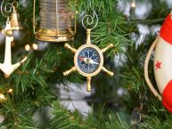 Brass Ships Wheel Compass Christmas Tree Ornament
