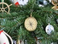 Brass Emerson Poem Compass Christmas Tree Ornament 5