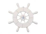 White Decorative Ship Wheel With Starfish 9
