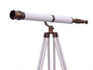 Floor Standing Antique Copper With White Leather Galileo Telescope 65