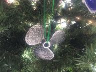 Antique Silver Cast Iron Propeller Christmas Ornament 4