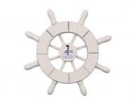 White Decorative Ship Wheel With Sailboat 6