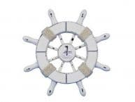 Rustic White Decorative Ship Wheel With Sailboat 6
