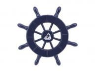 Dark Blue Decorative Ship Wheel With Sailboat 6